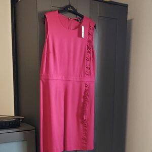 Brooks Brothers Fuchsia Ruffle Trim Midi Dress